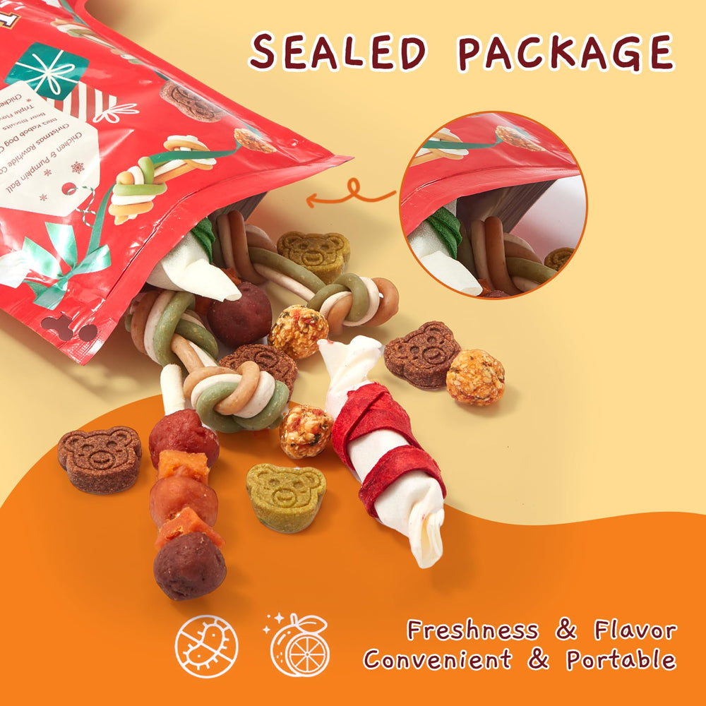 Jungle Calling Christmas Dog Treats Triple Flavour Dental Bones for engaging dental-chew play