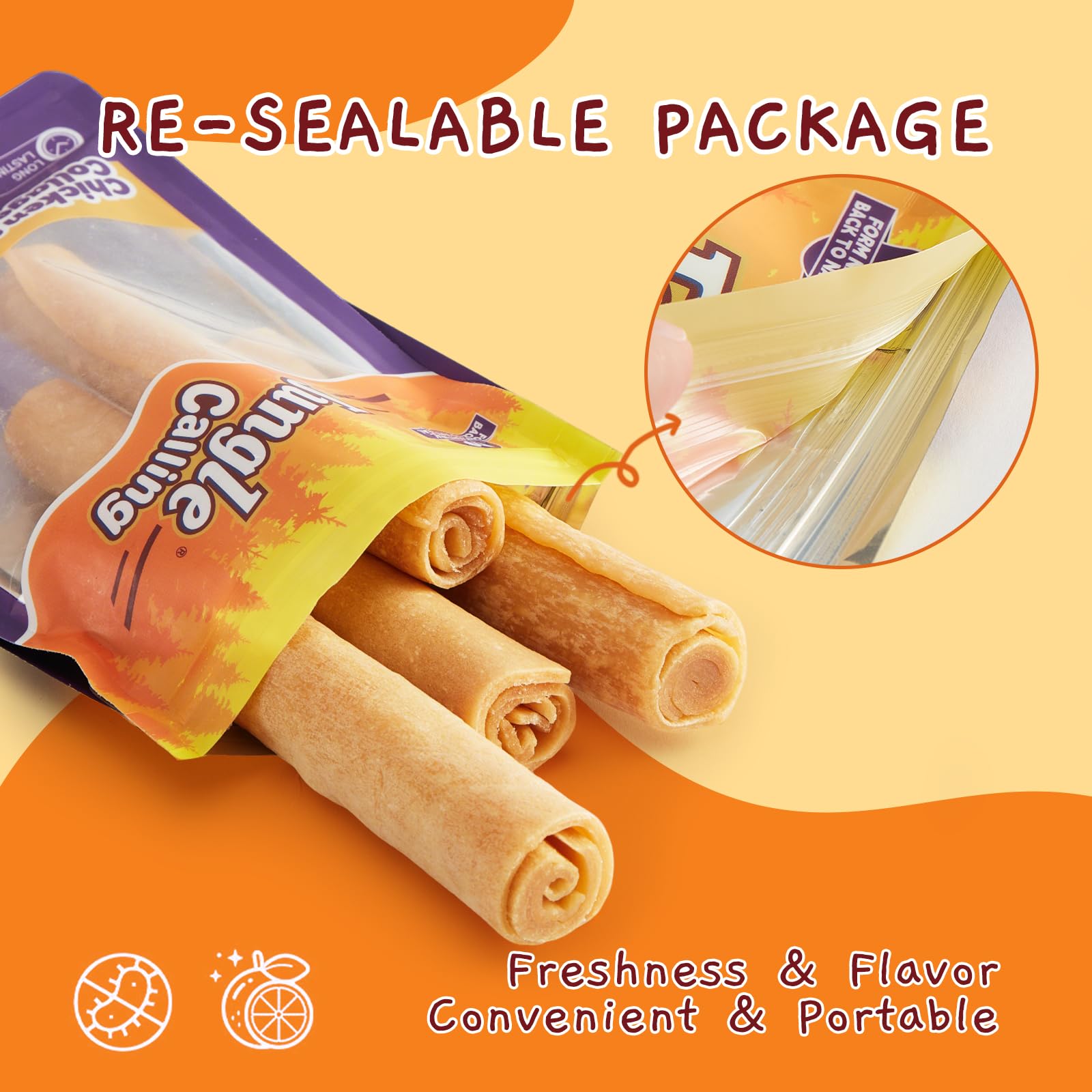 Jungle Calling collagen rolls ingredients highlight chicken for protein.