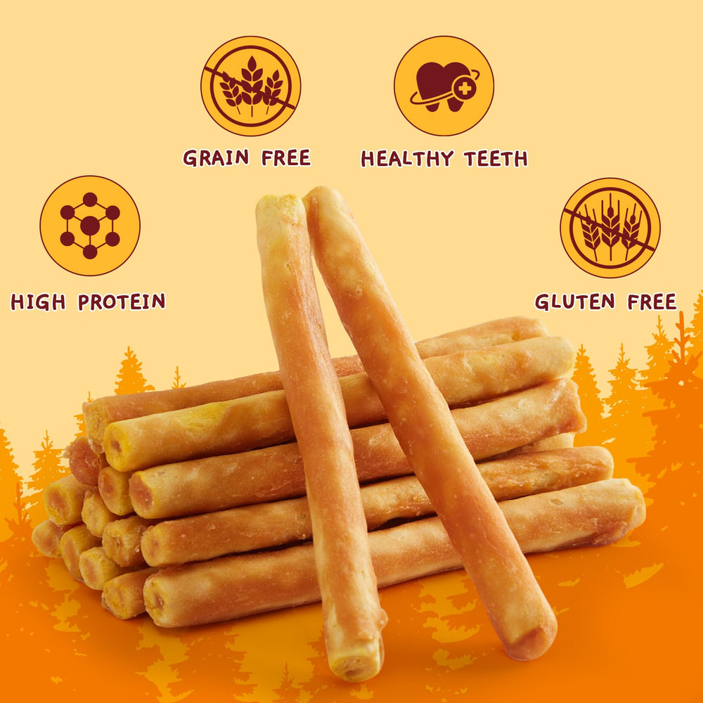 Jungle Calling collagen sticks chicken-flavor chews entice dogs during treats