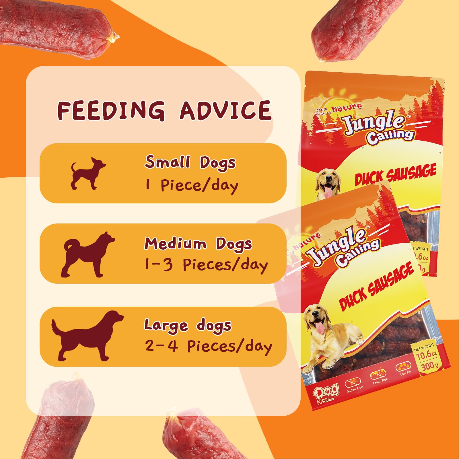 Jungle Calling serving in dog bowl demonstrates portion-controlled snacks suitable for small and medium dogs.