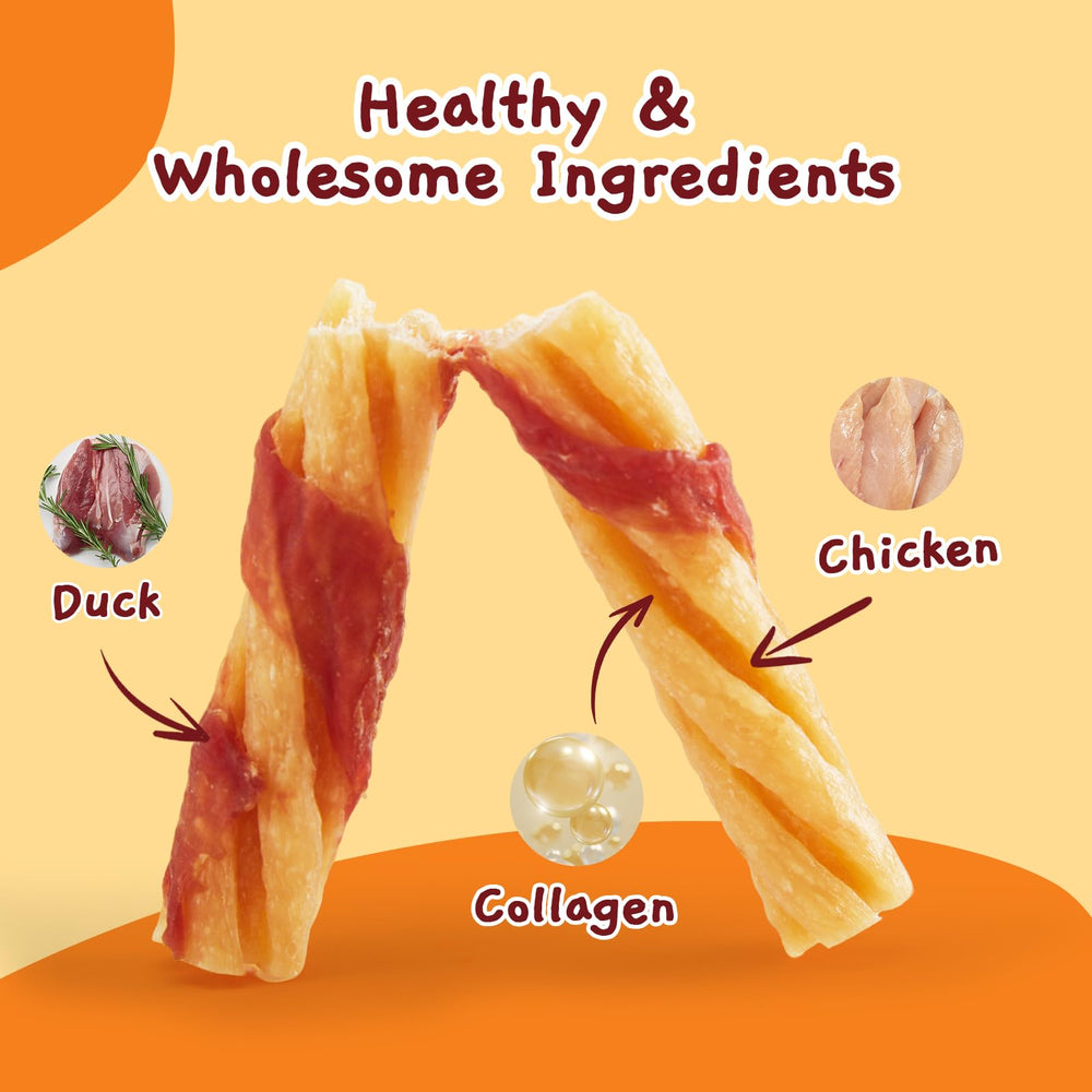 Jungle Calling duck-wrapped-collagen-stick close-up showing savory flavor for picky eaters.