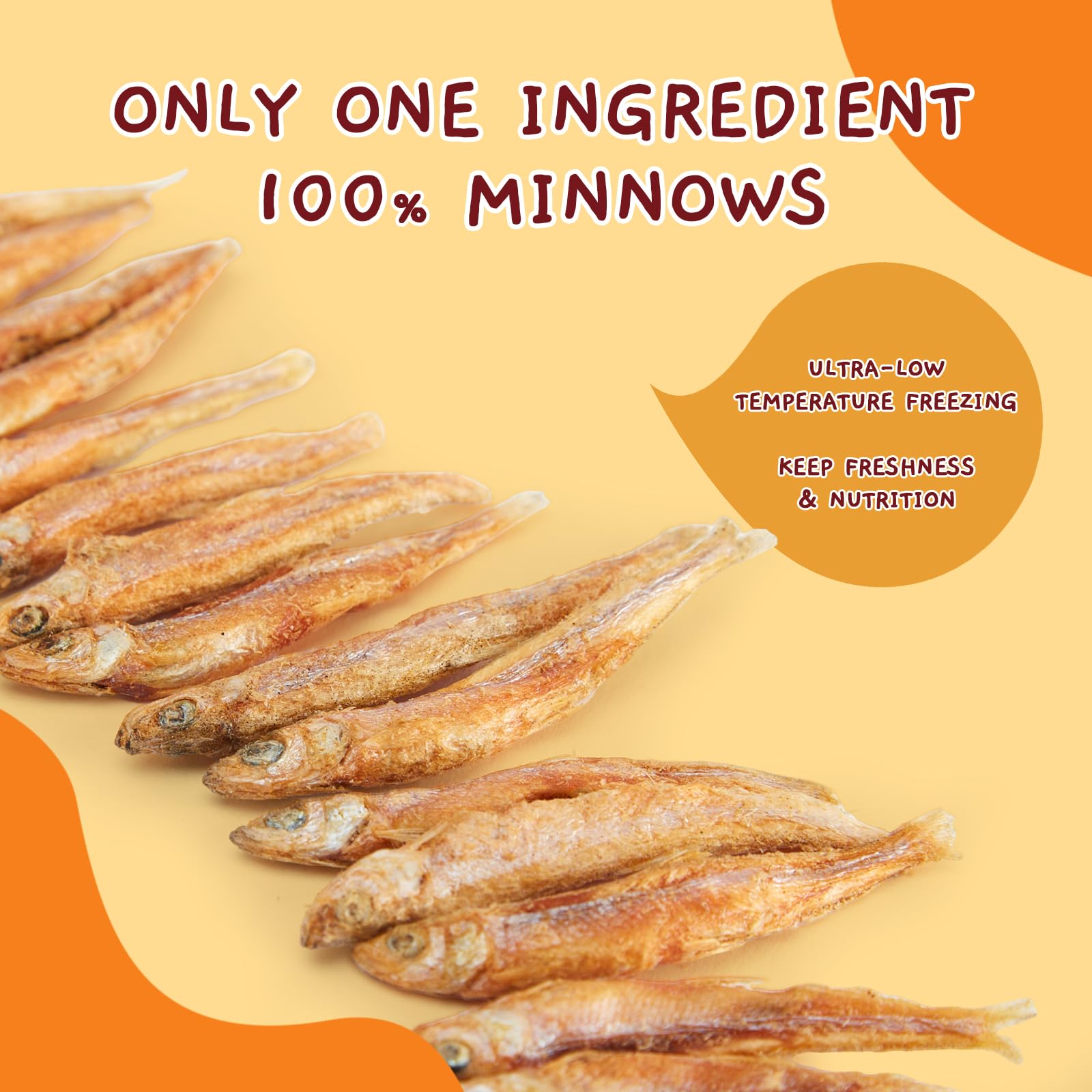 Jungle Calling minnows closeup protein highlight for grain-free, single-ingredient treats