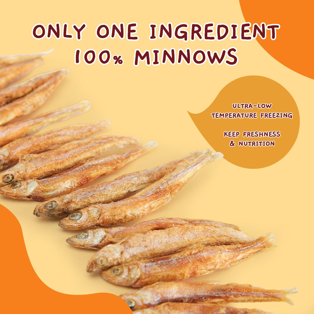 Jungle Calling minnows closeup protein highlight for grain-free, single-ingredient treats