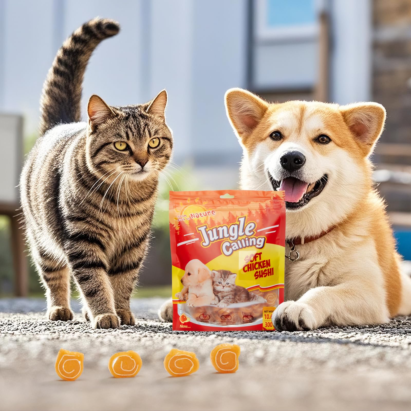 Jungle Calling packaged 10.6 oz treats for convenient storage and on-the-go rewards.