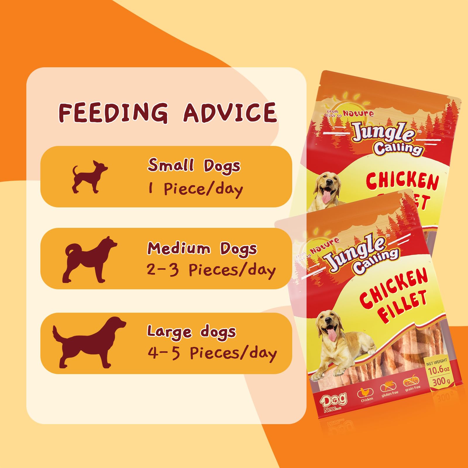 Jungle Calling teeth-cleaning jerky suggests a crunchy bite for dental-friendly play