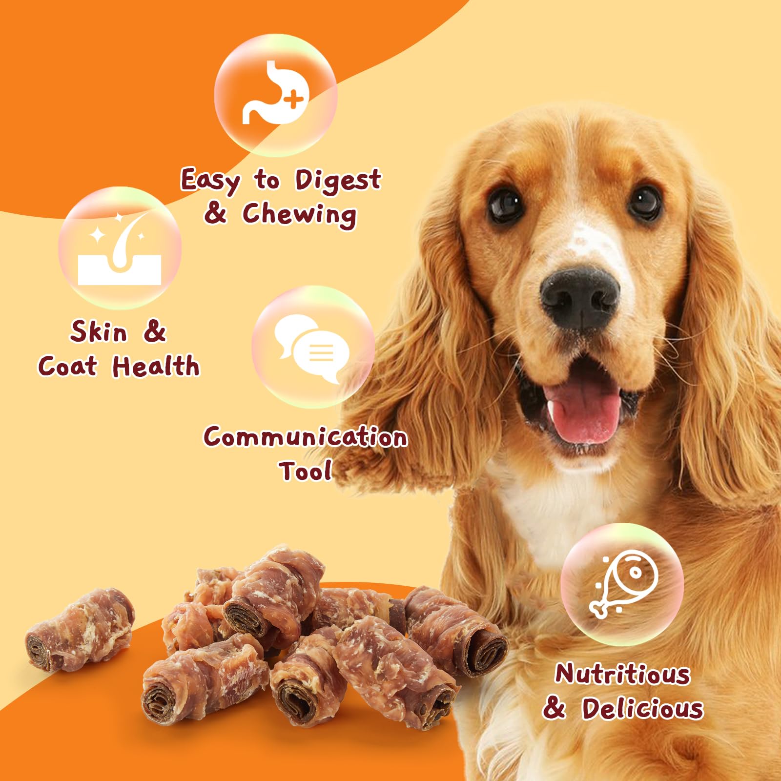 Jungle Calling rawhide-free dog snacks in a bowl, a safer chew option for dogs.