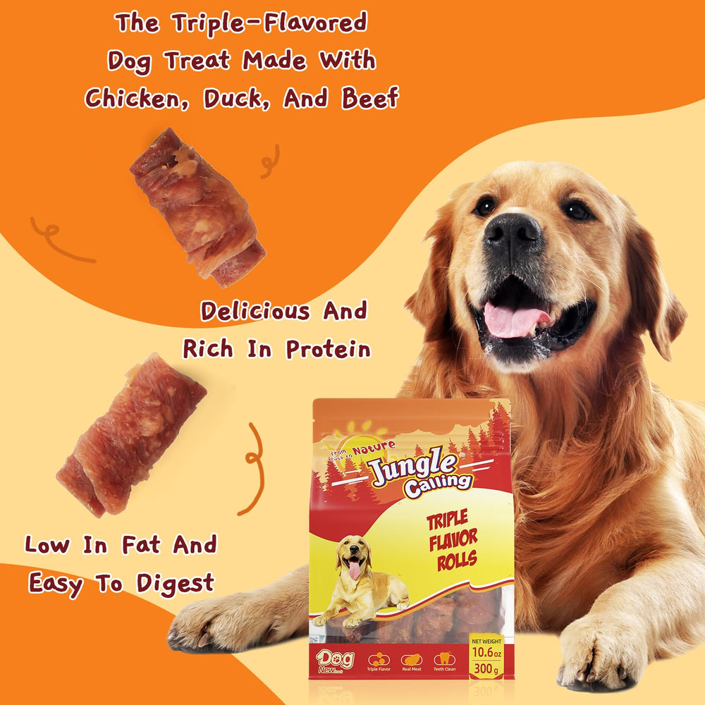 Jungle Calling triple-flavor-rolls portion-control helps manage treats during training
