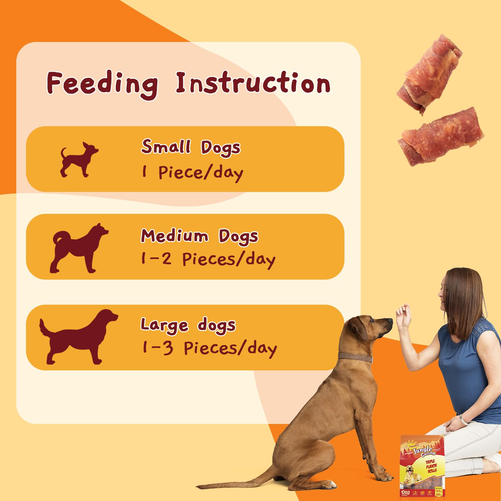Jungle Calling triple-flavor-rolls training-treat demonstrates motivating rewards during sessions