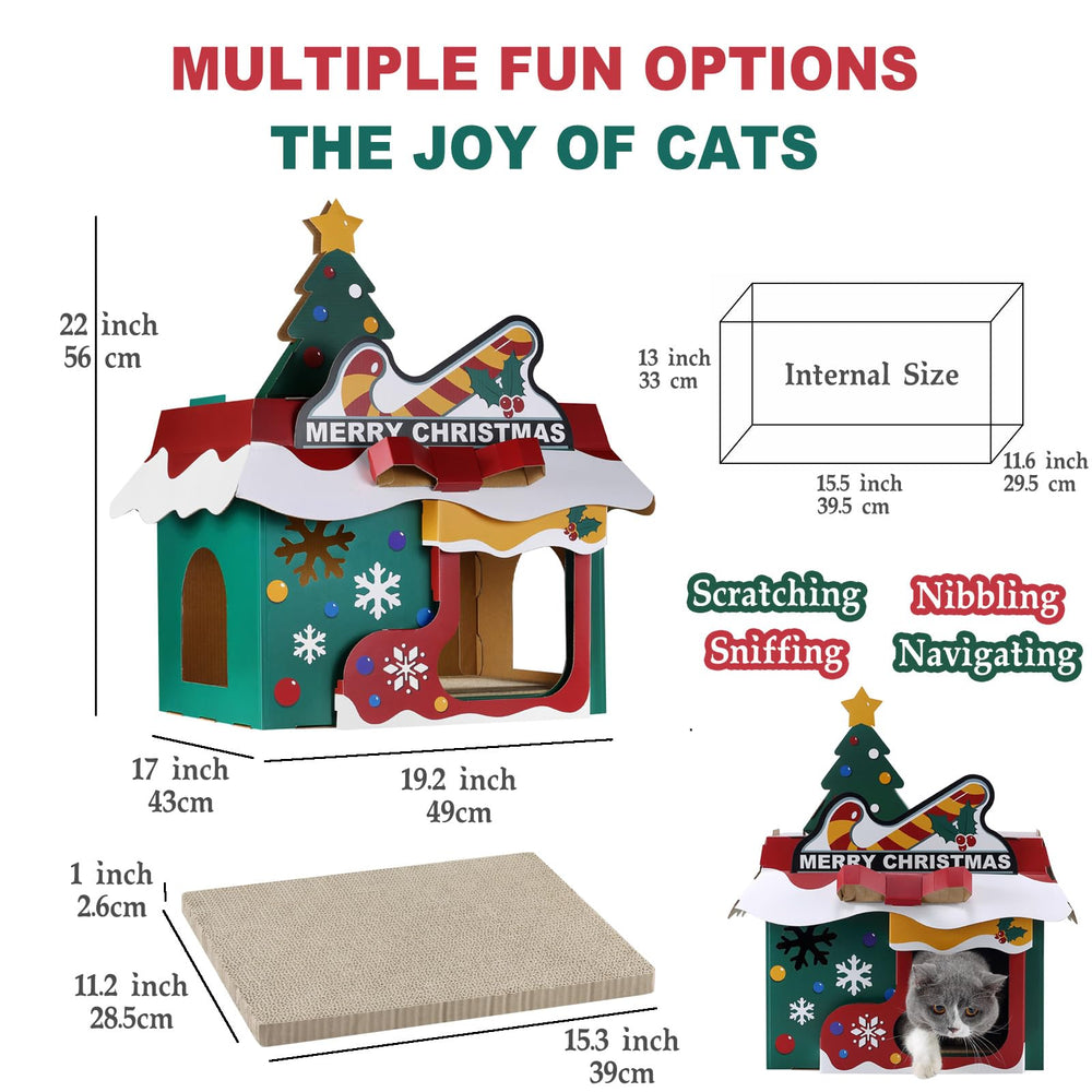 Jungle Elf Christmas cottage cat house side profile for lounging and observing