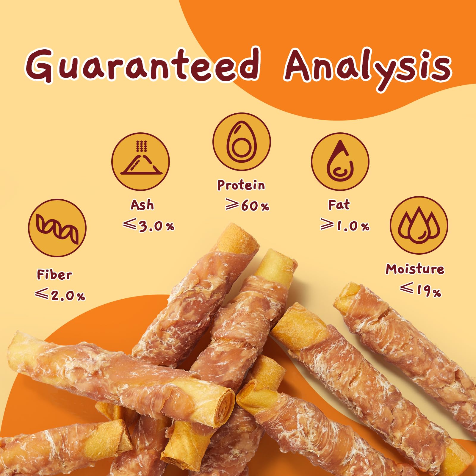 Jungle Calling Smoked Chicken Wrapped Rawhide Rolls dog chewing demonstrates long-lasting chew session