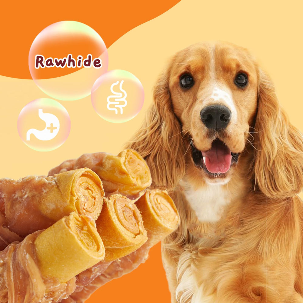 Jungle Calling Smoked Chicken Wrapped Rawhide Rolls nutrition label highlights natural ingredients