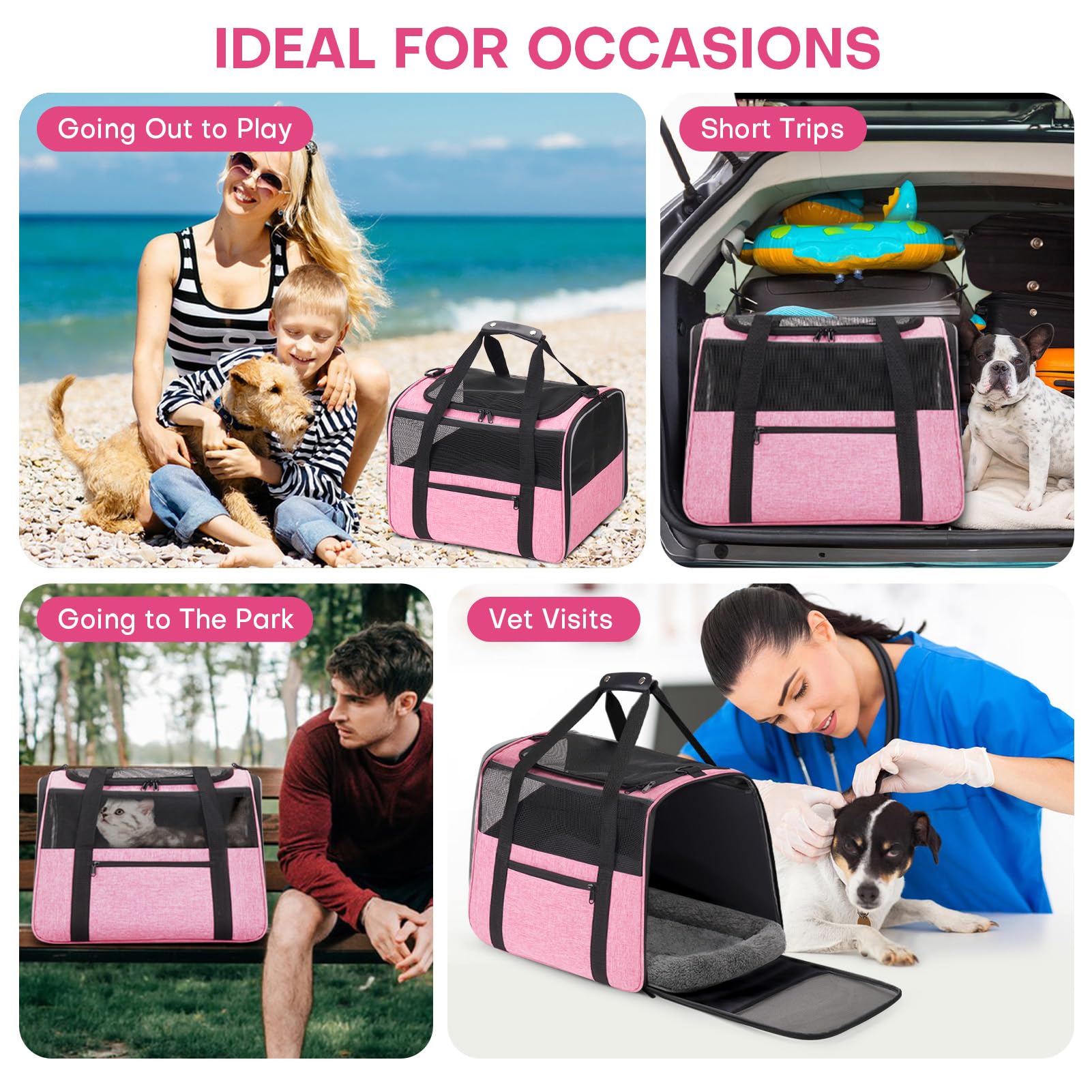 JUNGYOON Premium Cat Carrier highlighting 360° ventilation for calm travel.