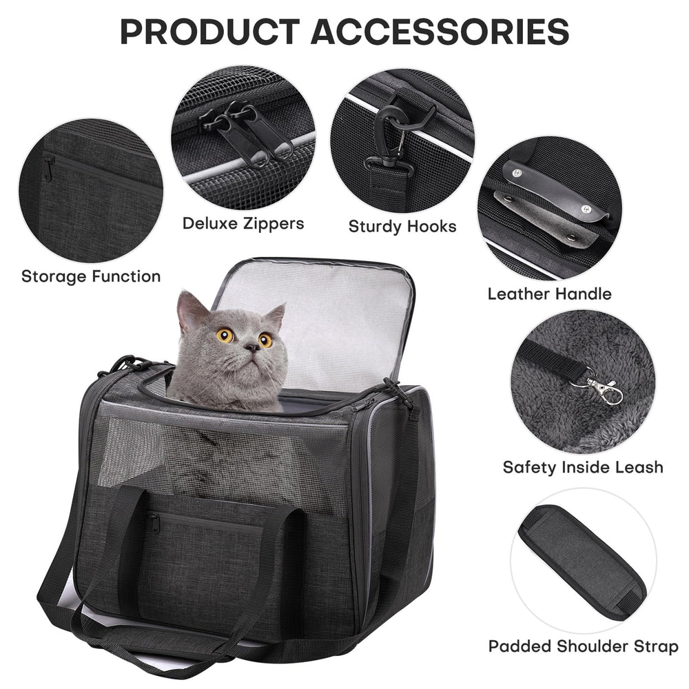 JUNGYOON Premium Cat Carrier anti-escape zipper feature keeps pets secure during travel.
