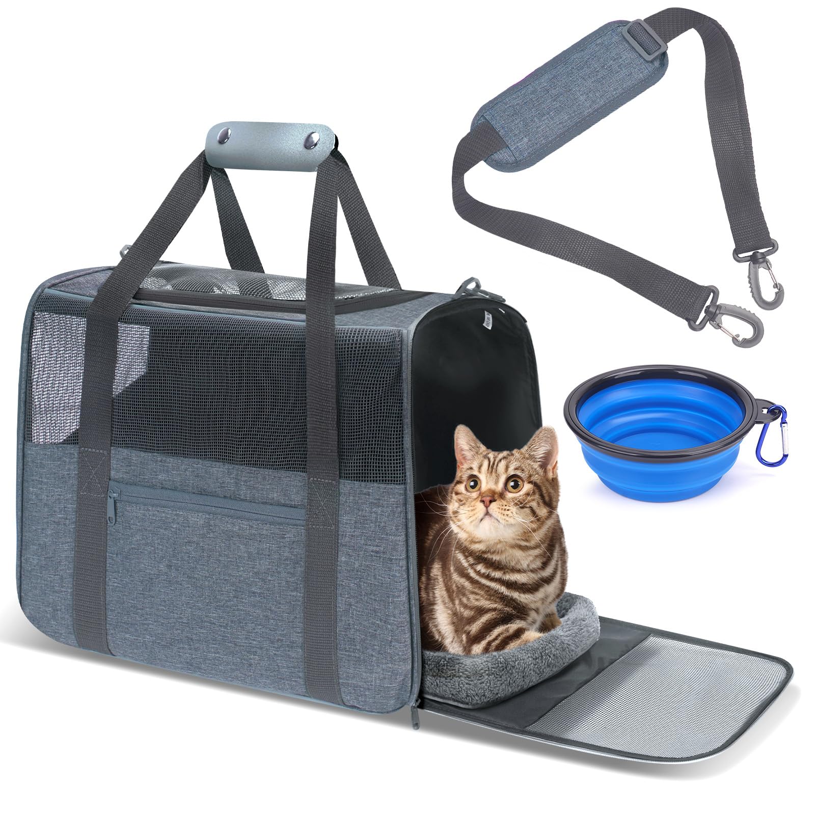 JUNGYOON Premium Cat Carrier front view showing secure zipper and structured shape