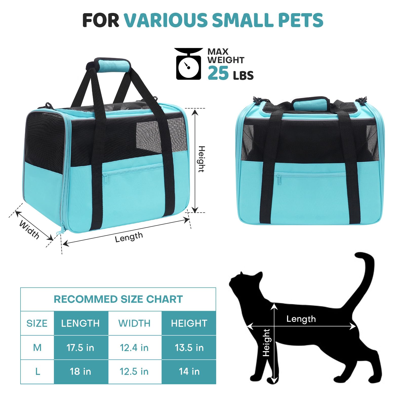 JUNGYOON Premium Cat Carrier reinforced stitching for secure transport