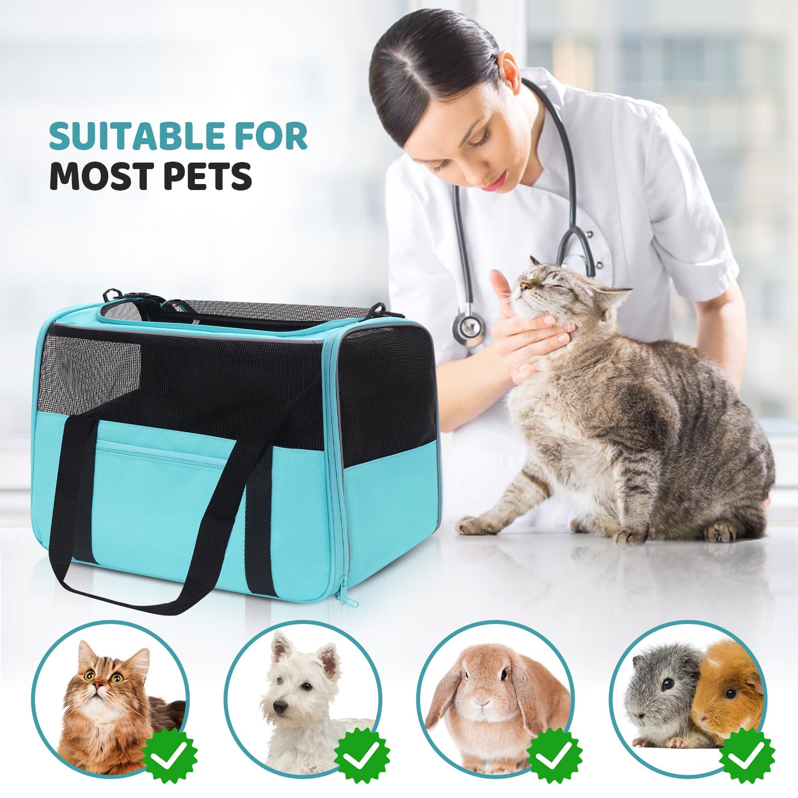 JUNGYOON Premium Cat Carrier ventilation mesh for 360-degree airflow