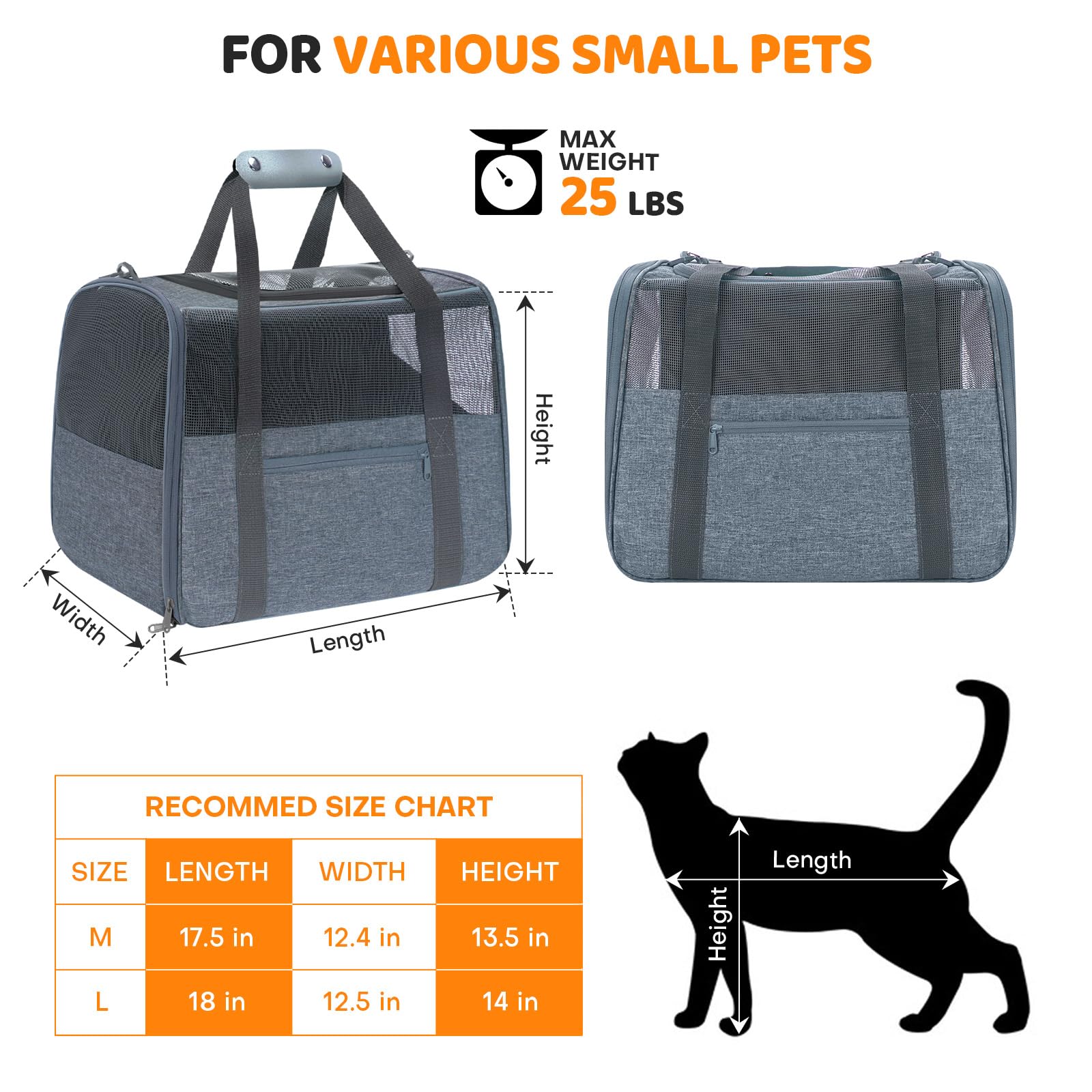 JUNGYOON Premium Cat Carrier plush machine-washable pad for comfort