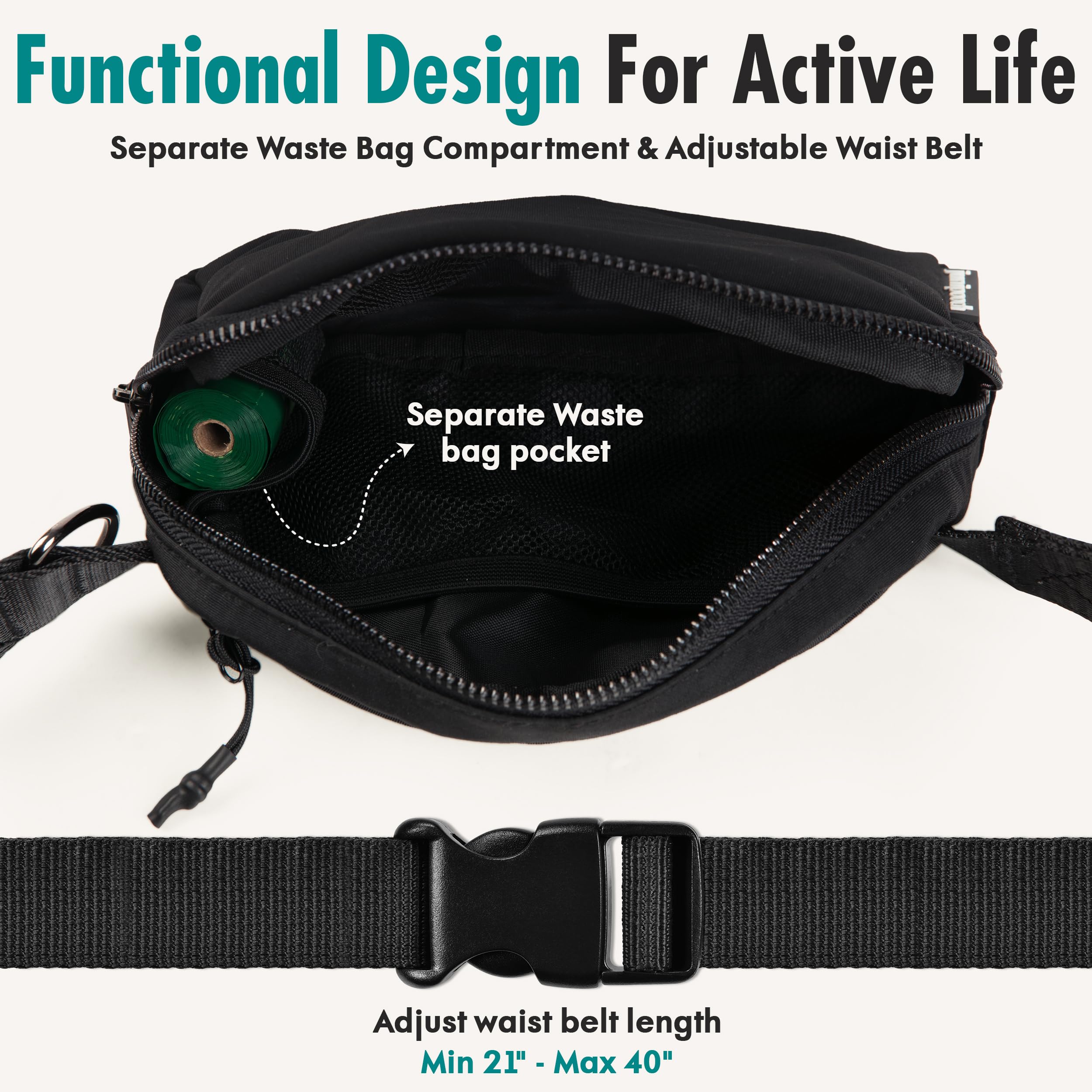 JUNIPOOCH detachable-running-leash enables quick switch to solo stroll.