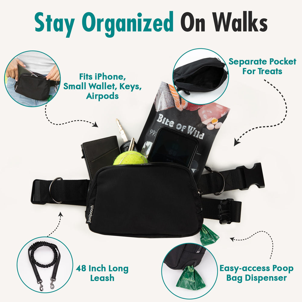 JUNIPOOCH pocketed-dog-walk-bag keeps essentials organized.