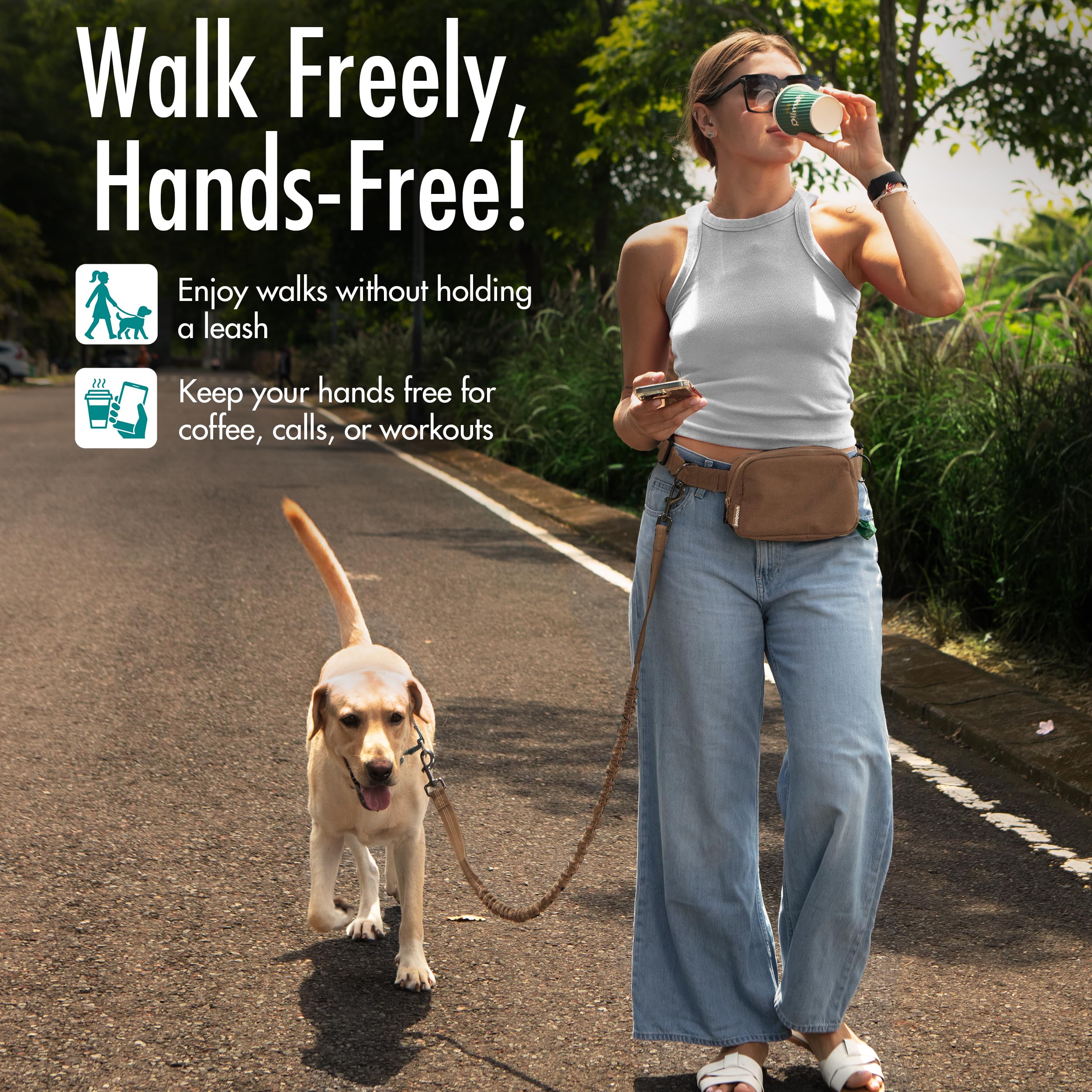 Junipooch waste bag dispenser attachment keeps cleanup supplies within reach.