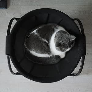 JUNSPOW cat bed replacement net cover on bed demonstrates precise 16.9 inch diameter fit