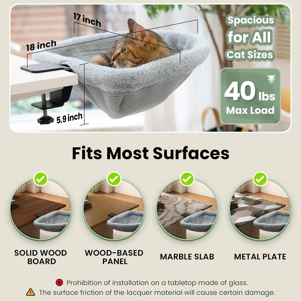 JUNSPOW cat desk bed sturdy build supports up to 40 pounds.