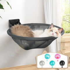 JUNSPOW cat hammock wall-mounted gray for elevated naps and vantage view