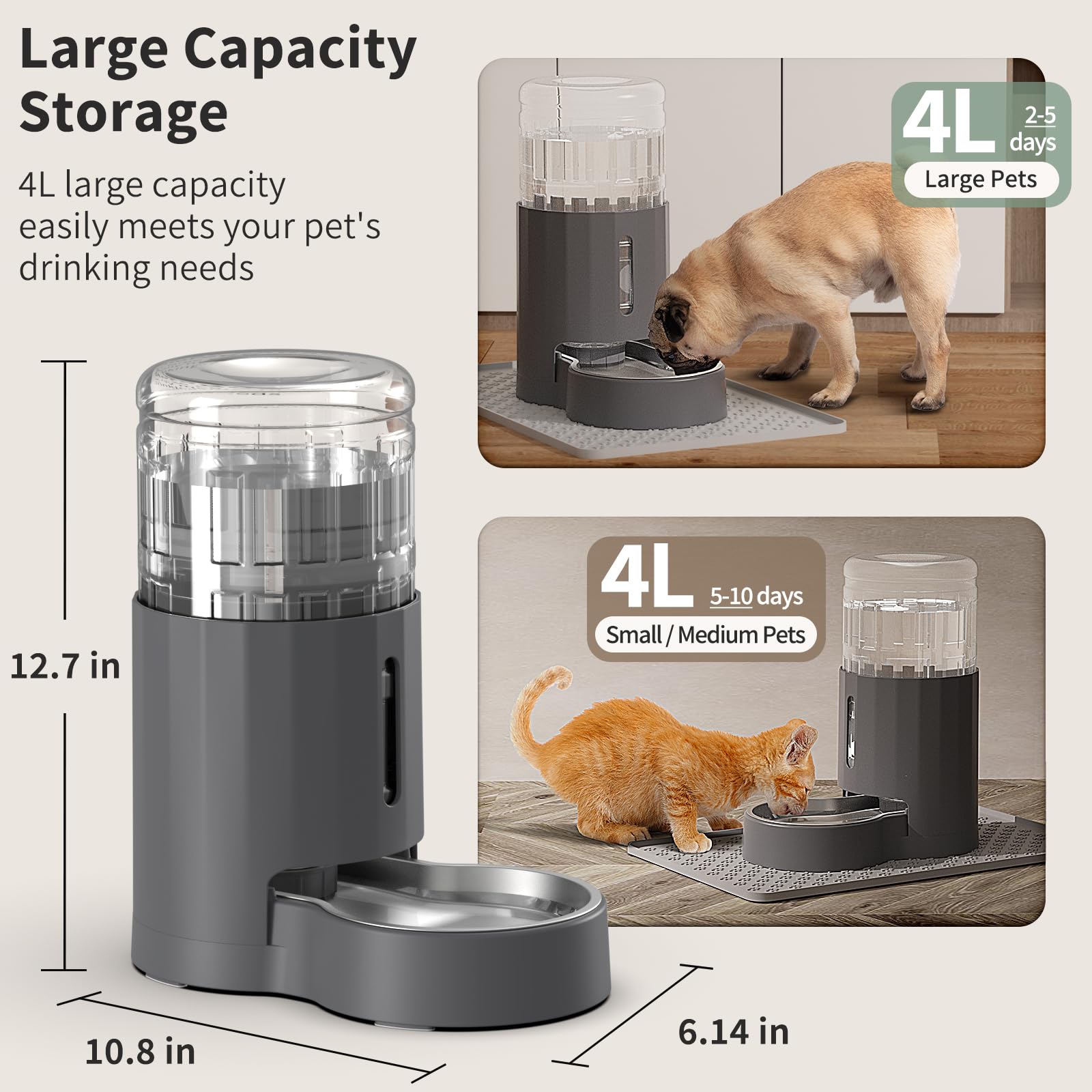 JUNSPOW cat water dispenser placemat assembly, helps keep floors dry and stable.