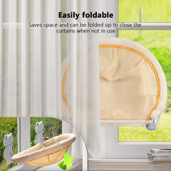 JUNSPOW cat window perch faux-fur cover adds warm comfort in cold months.
