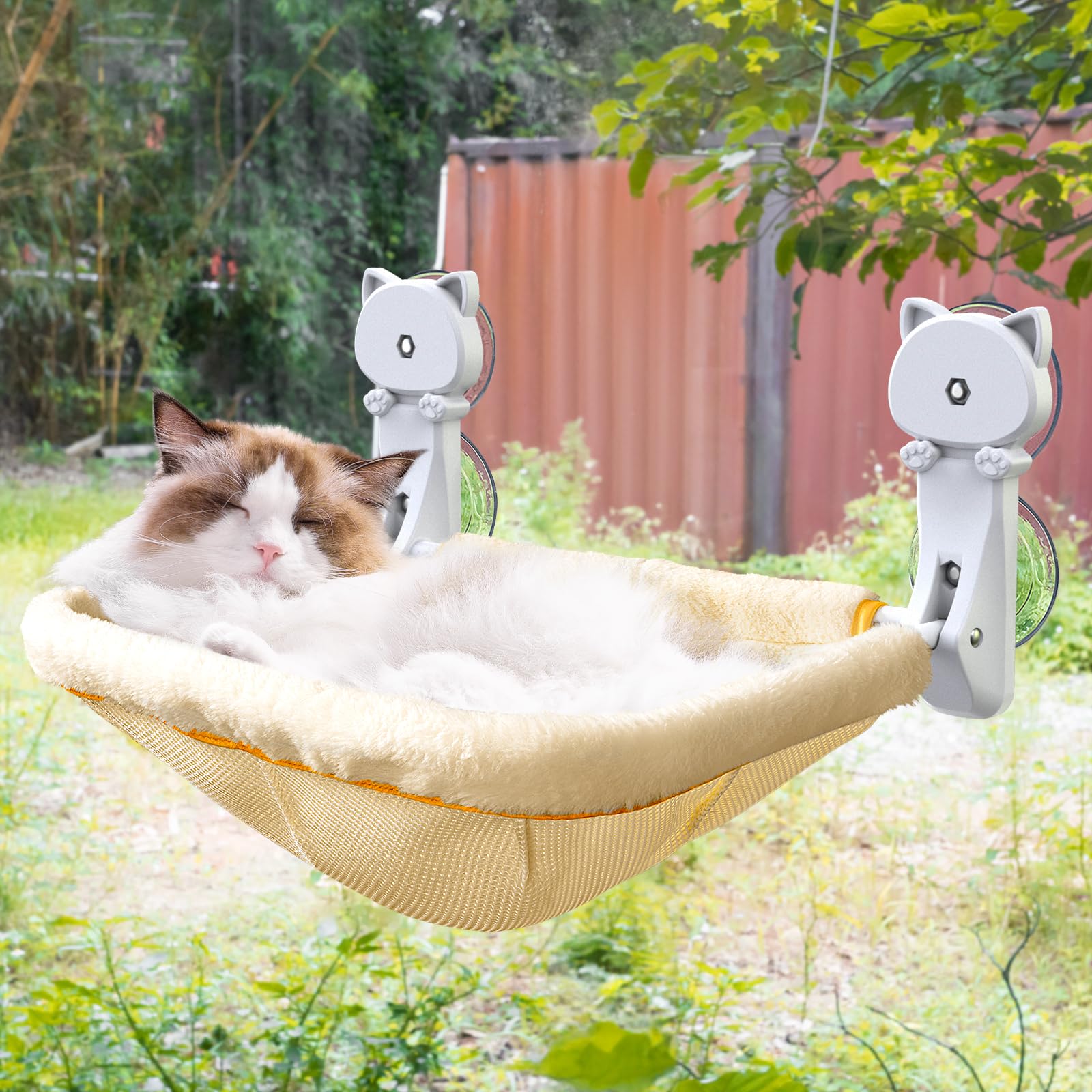 JUNSPOW cat window perch folded state showing compact storage for easy stowing.