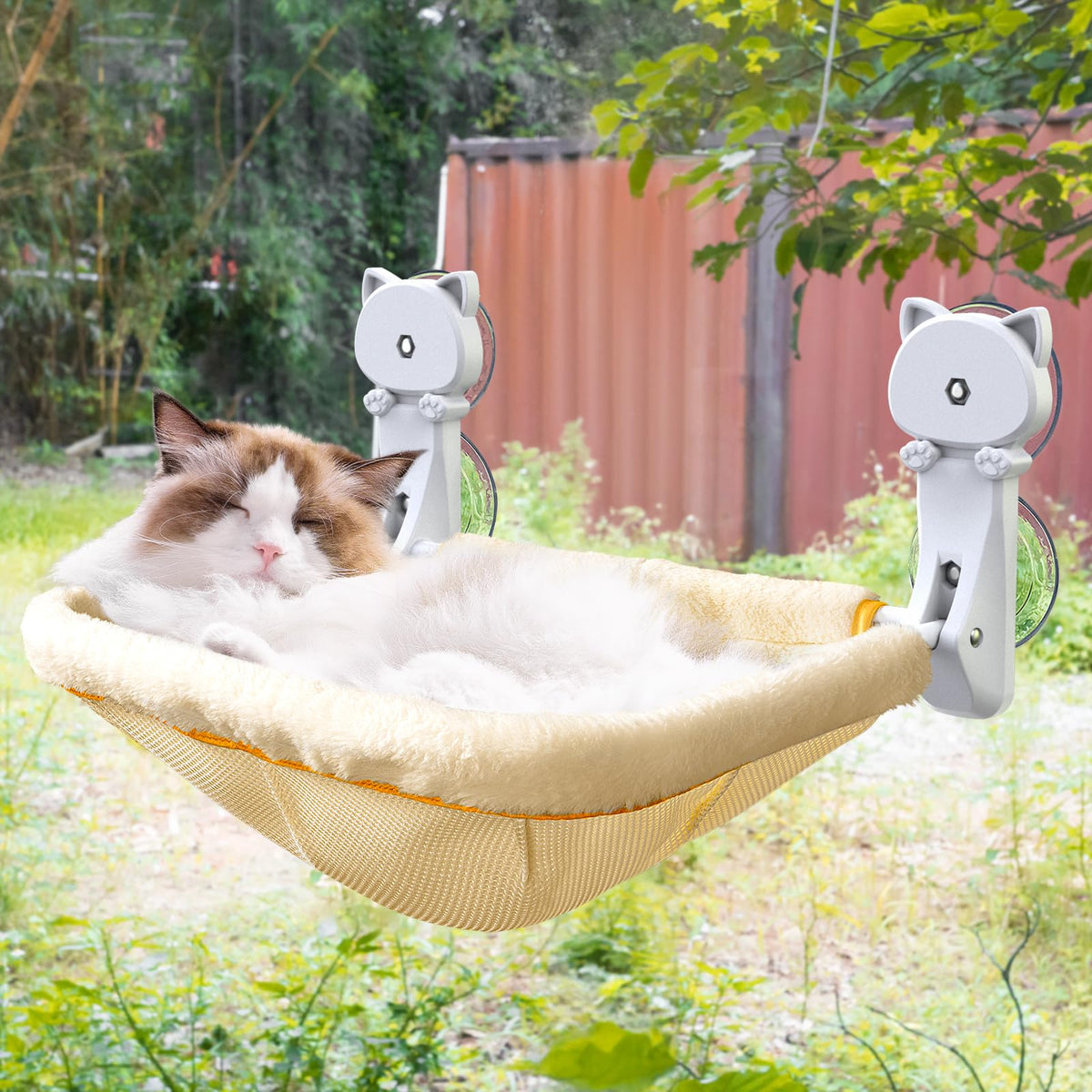 JUNSPOW cat window perch folded state showing compact storage for easy stowing.