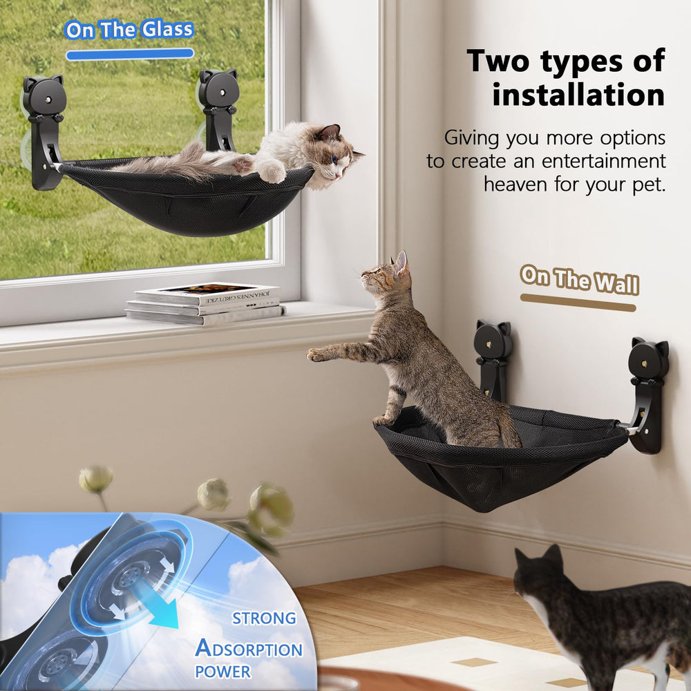 JUNSPOW cat window perch with stable frame supports up to 40lb securely.