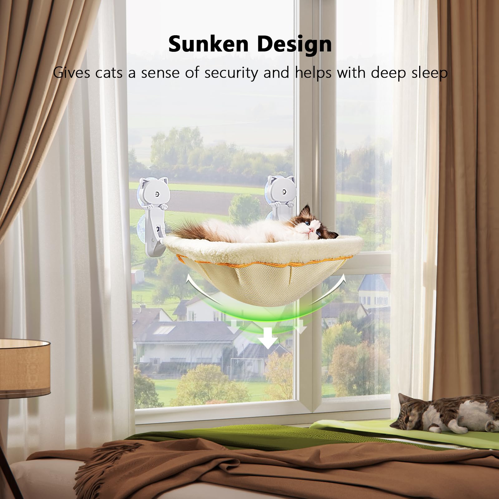 JUNSPOW cat window perch stable metal frame provides secure resting.