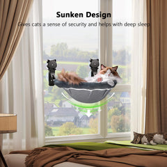 JUNSPOW cat window perch with stable suction cups supports up to 40 lb securely.