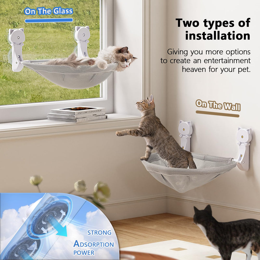 JUNSPOW cat window perch suction cups provide secure wall mounting