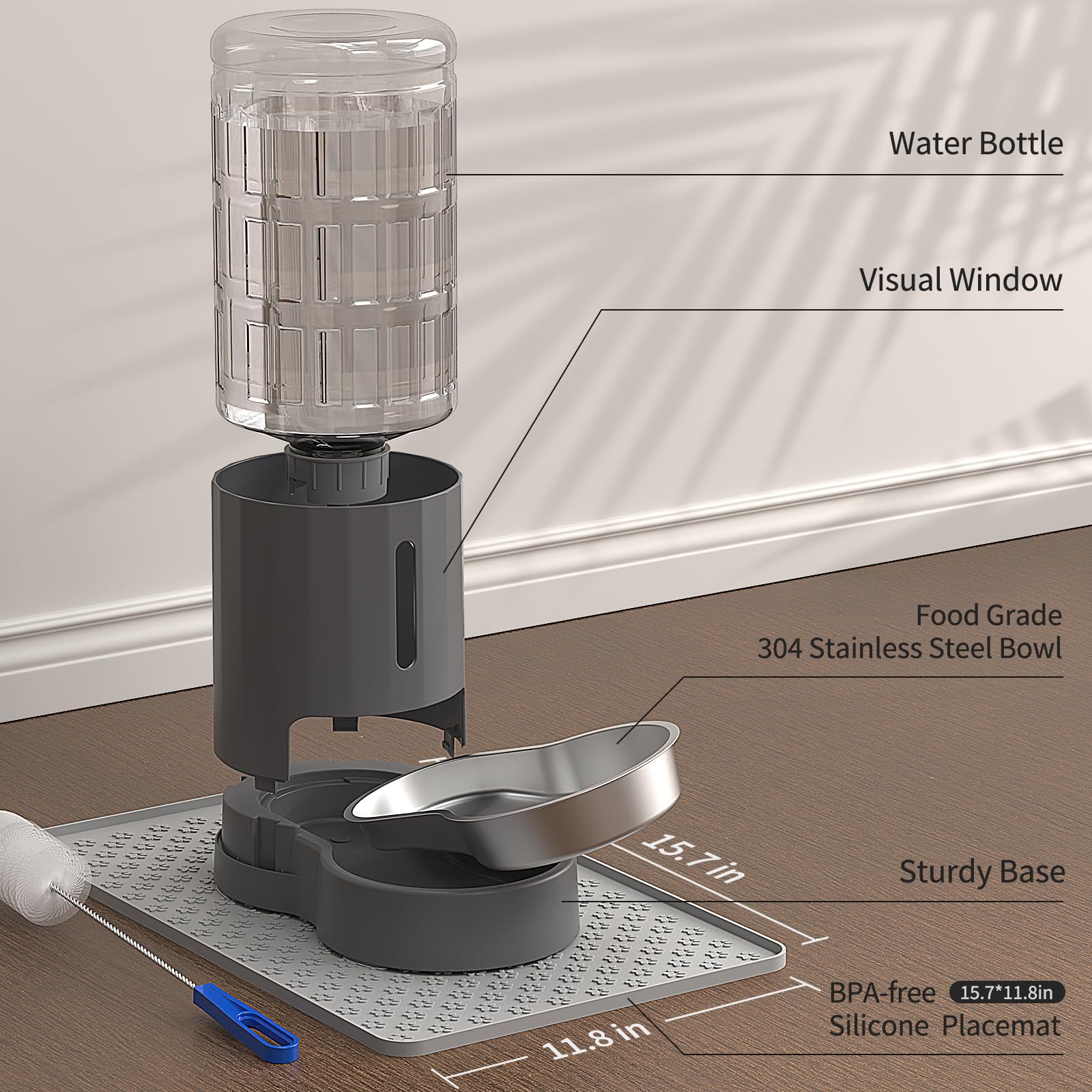 JUNSPOW gravity mechanism, no electricity required for automatic refills.