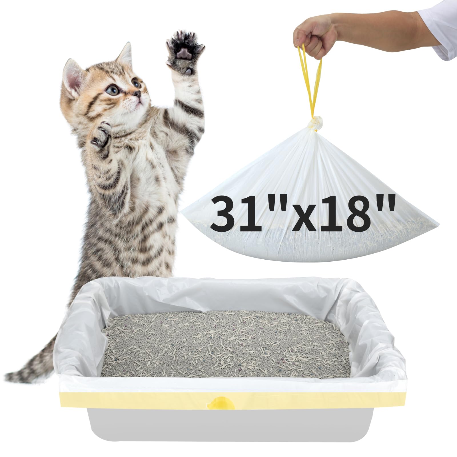 Juomid cat litter liners with drawstring closure for quick disposal.