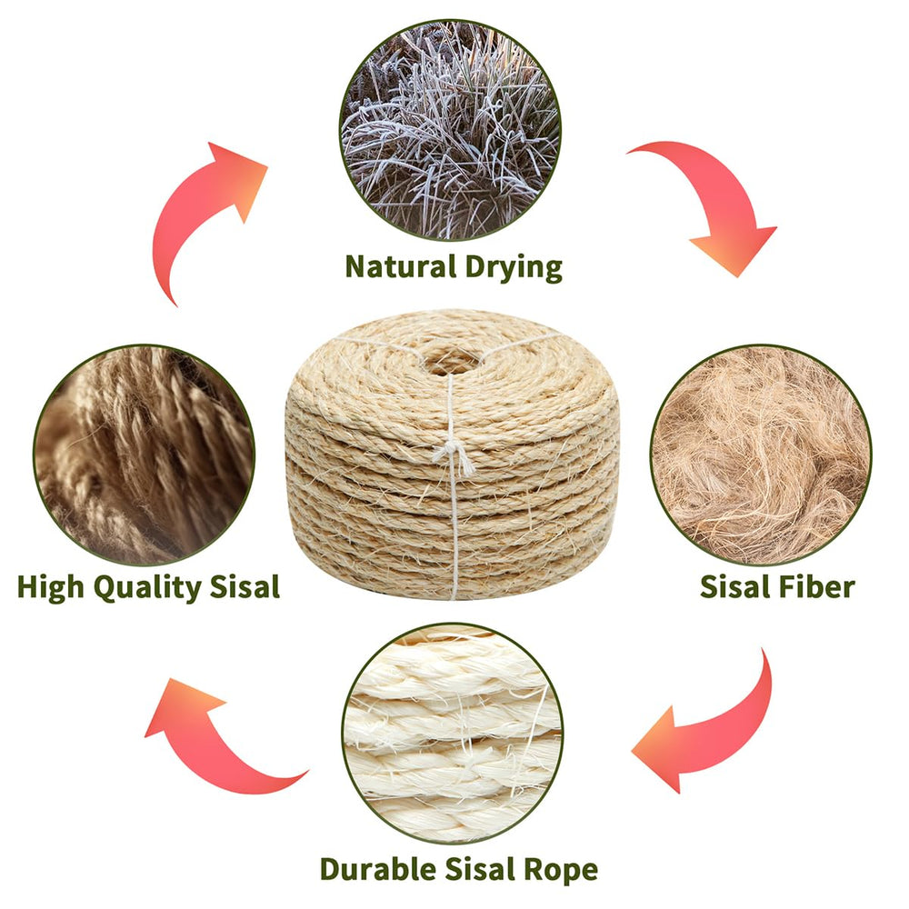 Juomid Cat Sisal Rope 6mm 98ft in a DIY cat tree kit for a sturdy build.