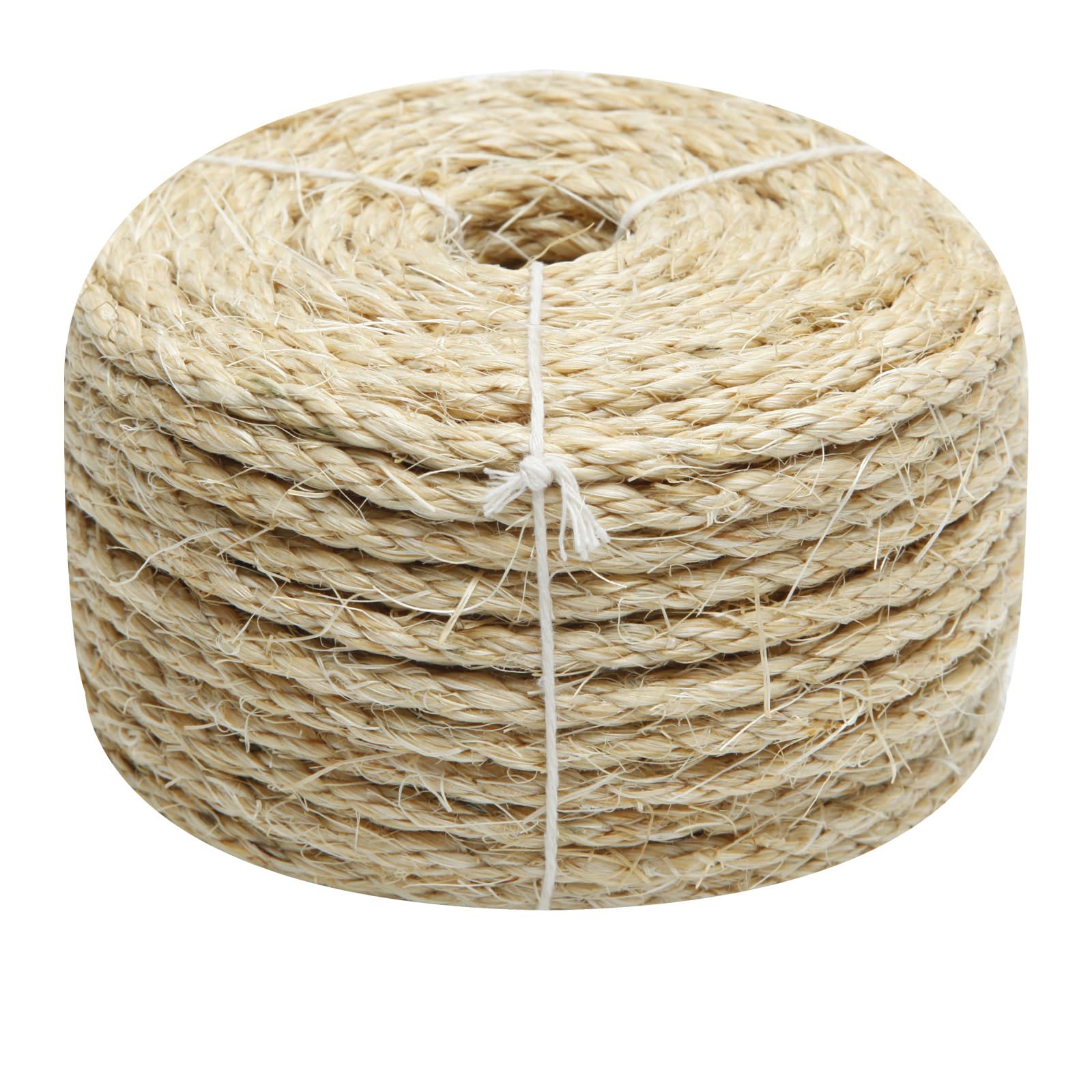 Juomid natural sisal rope 1/4in 32ft close-up for cat posts and DIY repairs