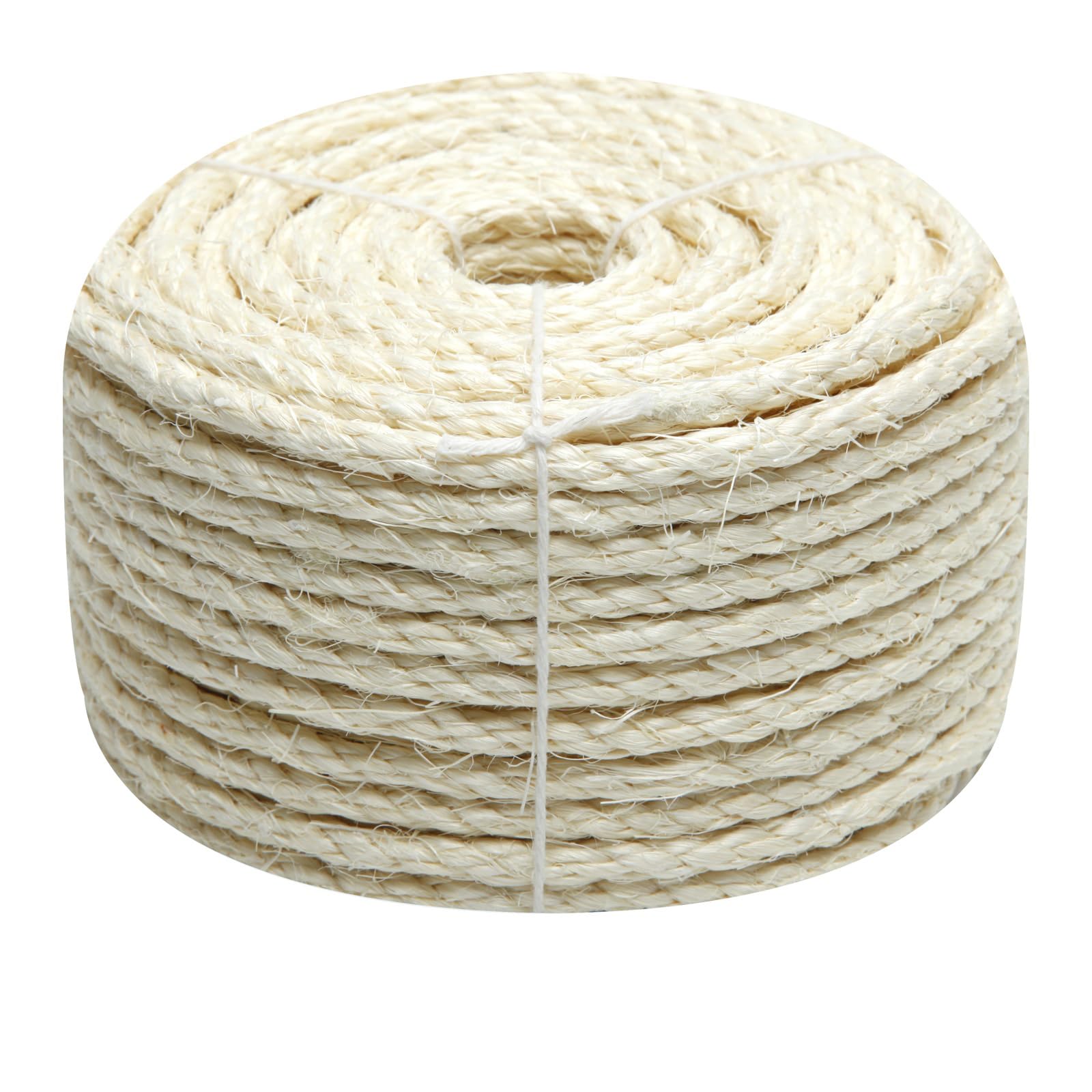 Juomid natural sisal rope close-up on cat tree showing scratch-friendly texture.