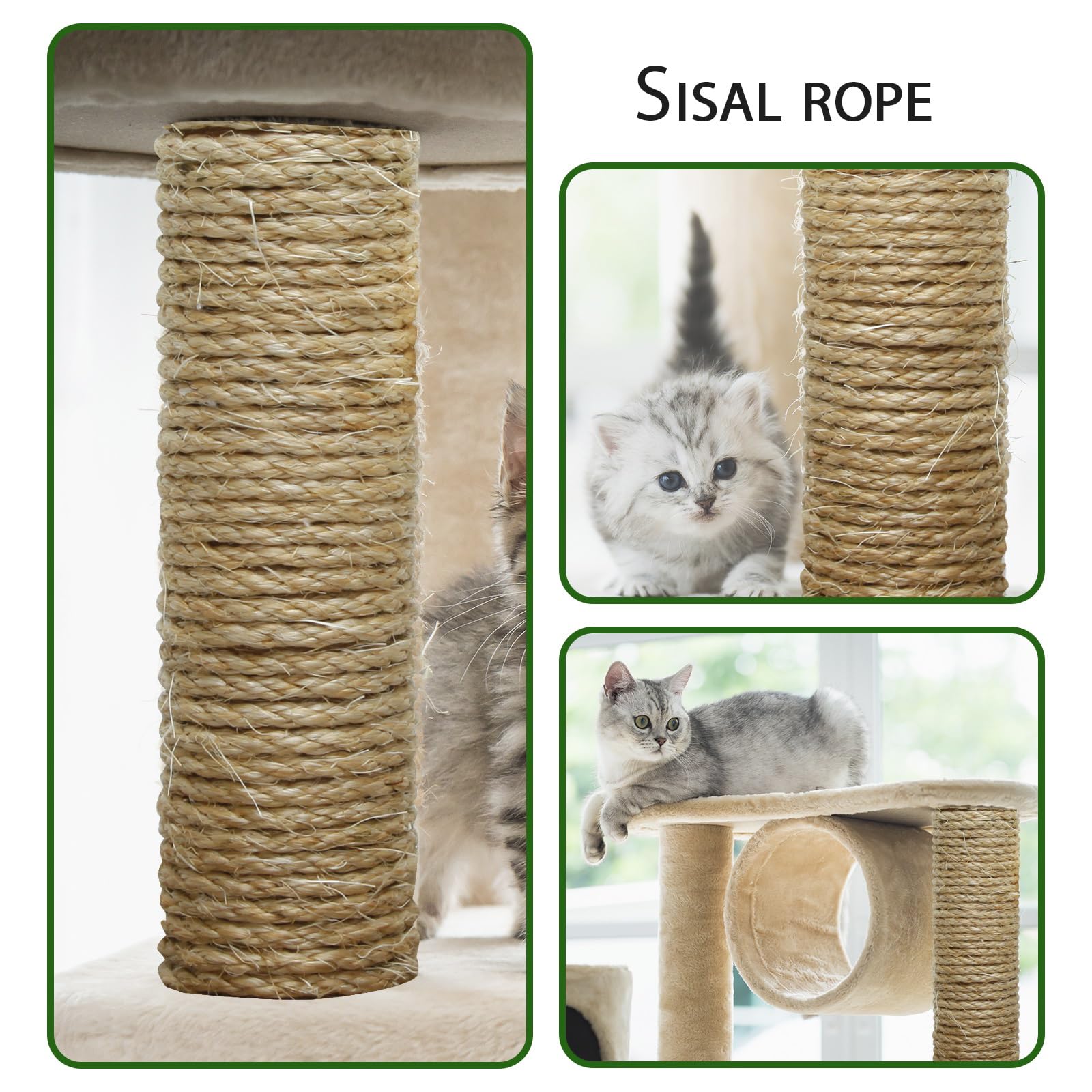 Juomid sisal rope replacement on cat scratching post showing premium natural fiber