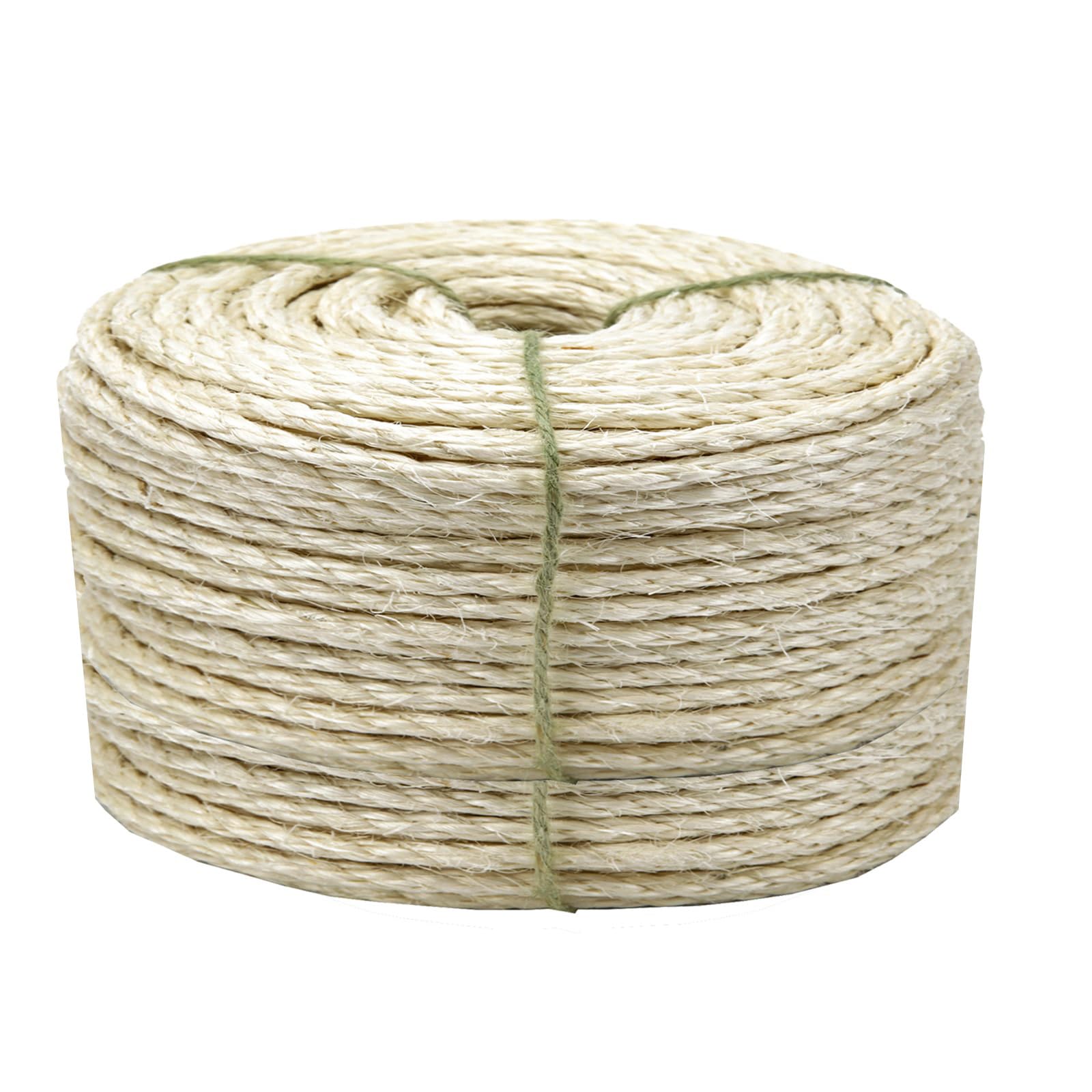 Juomid white sisal rope 3mm 50m close-up highlighting rough scratching surface for cats.