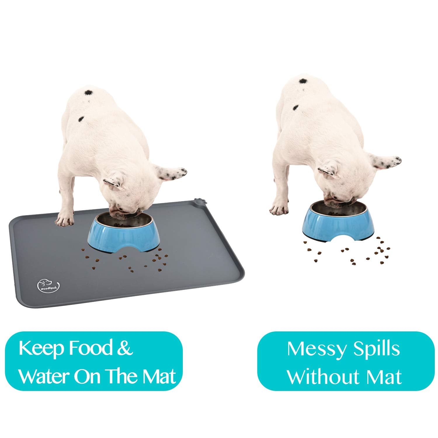 Juqiboom travel-friendly silicone mat demonstrates flexible roll-up for on-the-go use.