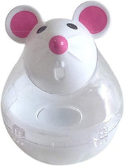 Juroicessry beige interactive mouse toy with treat dispenser for engaging indoor play.