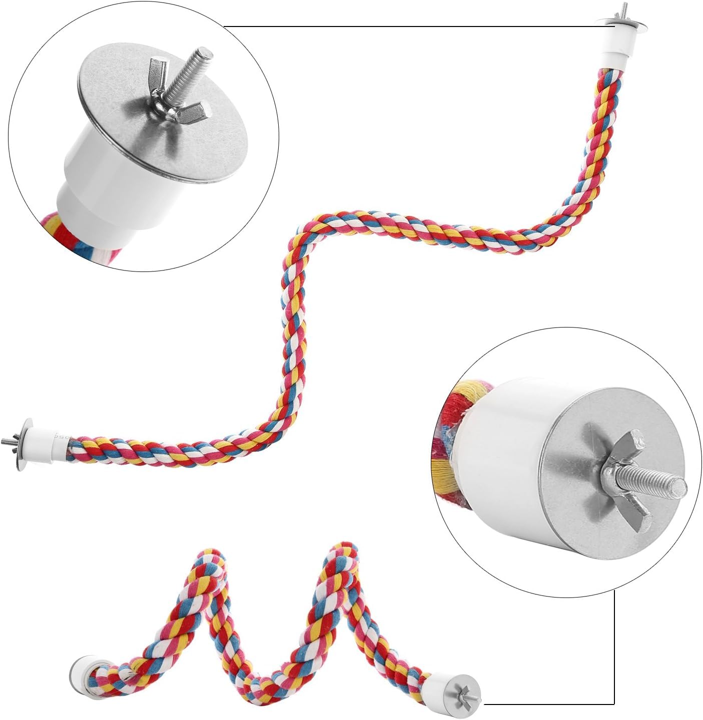Jusney Bird Rope Perch wrapped around metal supports for flexible shaping.