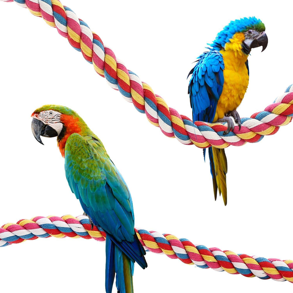 Jusney Bird Rope Perch uses non-toxic dyes for safe colorful enrichment.