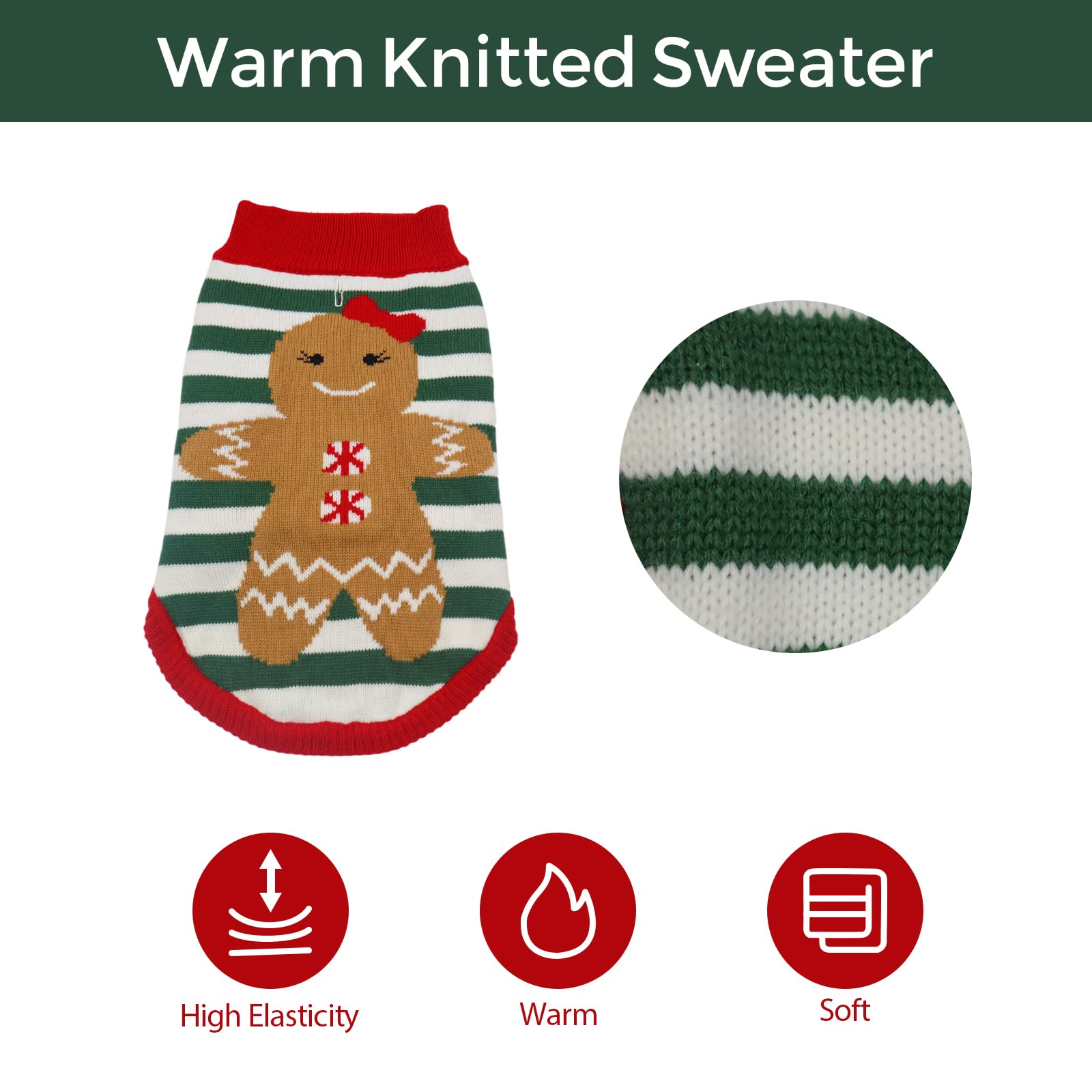 Just Jolly dog sweater with double-layer chest for secure, comfortable fit.