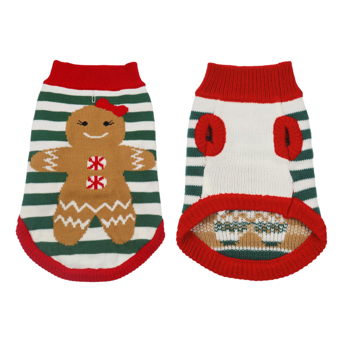 Just Jolly dog sweater Gingerbread girl pattern for festive holiday photos.