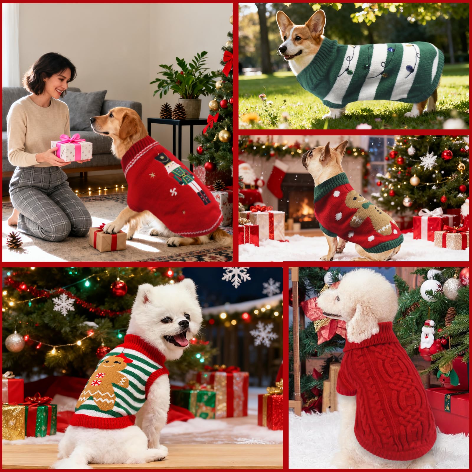 Just Jolly holiday dog sweater showcases gingerbread embroidery for cute gift-ready outfits