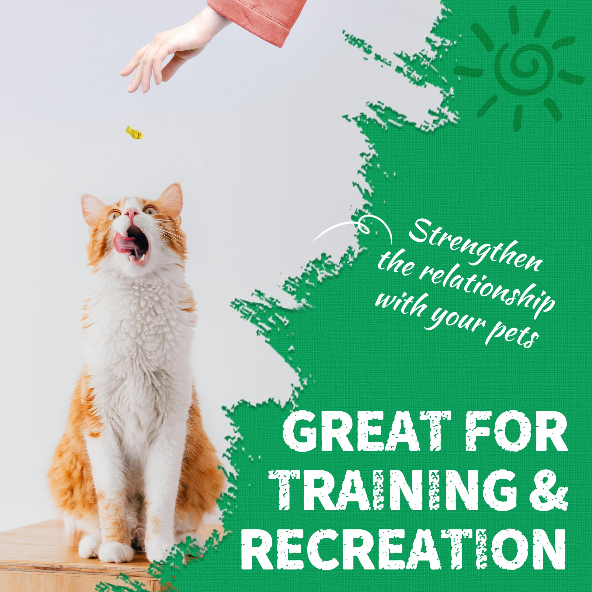 Just Try digestive-support cat treats with salmon and greens pictured for gentle gut comfort.